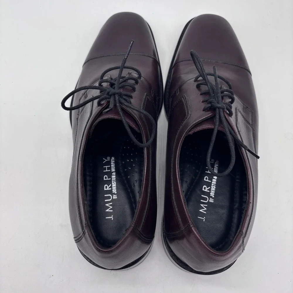Johnston & Murphy Brown Men 9.5W Leather Cap Oxford Leather Toe Dress Derby Shoe